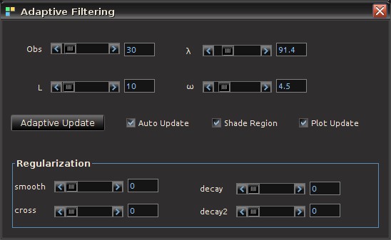 The panel interface for controlling every aspect of updating a filter. 